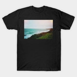 Film photo with authentic light leak of the lighthouse at Bluff, New Zealand. T-Shirt